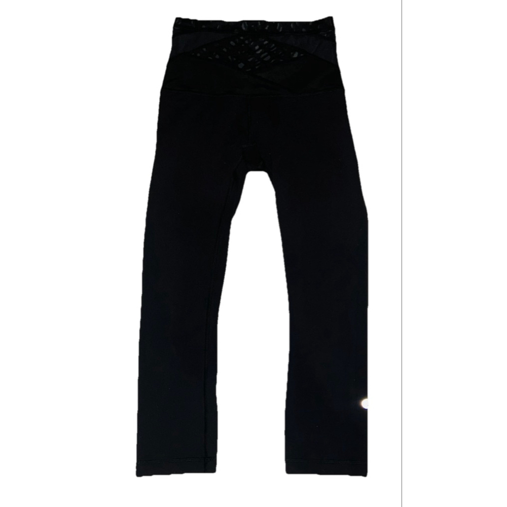 Lululemon Leggings Women's 4 Black Athletic Work Out L Crop Reversible Leggings